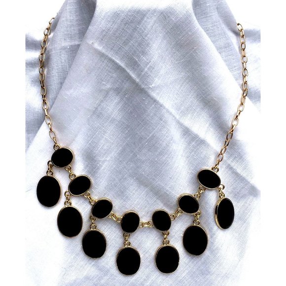 Unbranded Jewelry - Gold Tone Chain and Black Enamel Collar Choker Necklace